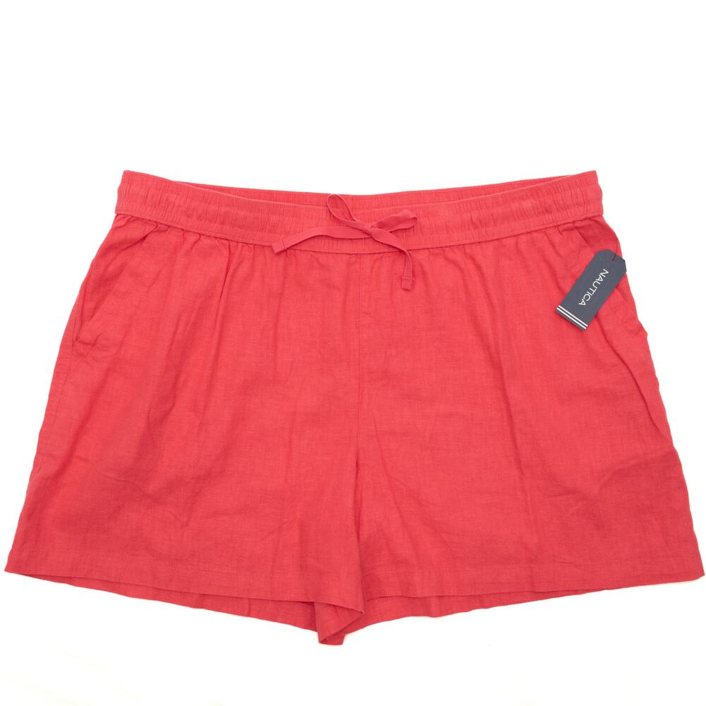 Nautica Pink Linen Blend Elastic Waist Shorts Size XXL